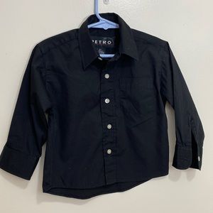 RETRO Shirts Cotton front Pocket long Sleeve Black Button Down Shirt 3T